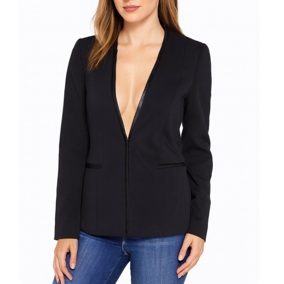 Tahari black blazer jacket with single closure or can be worn open business SZ 2 - Picture 1 of 12